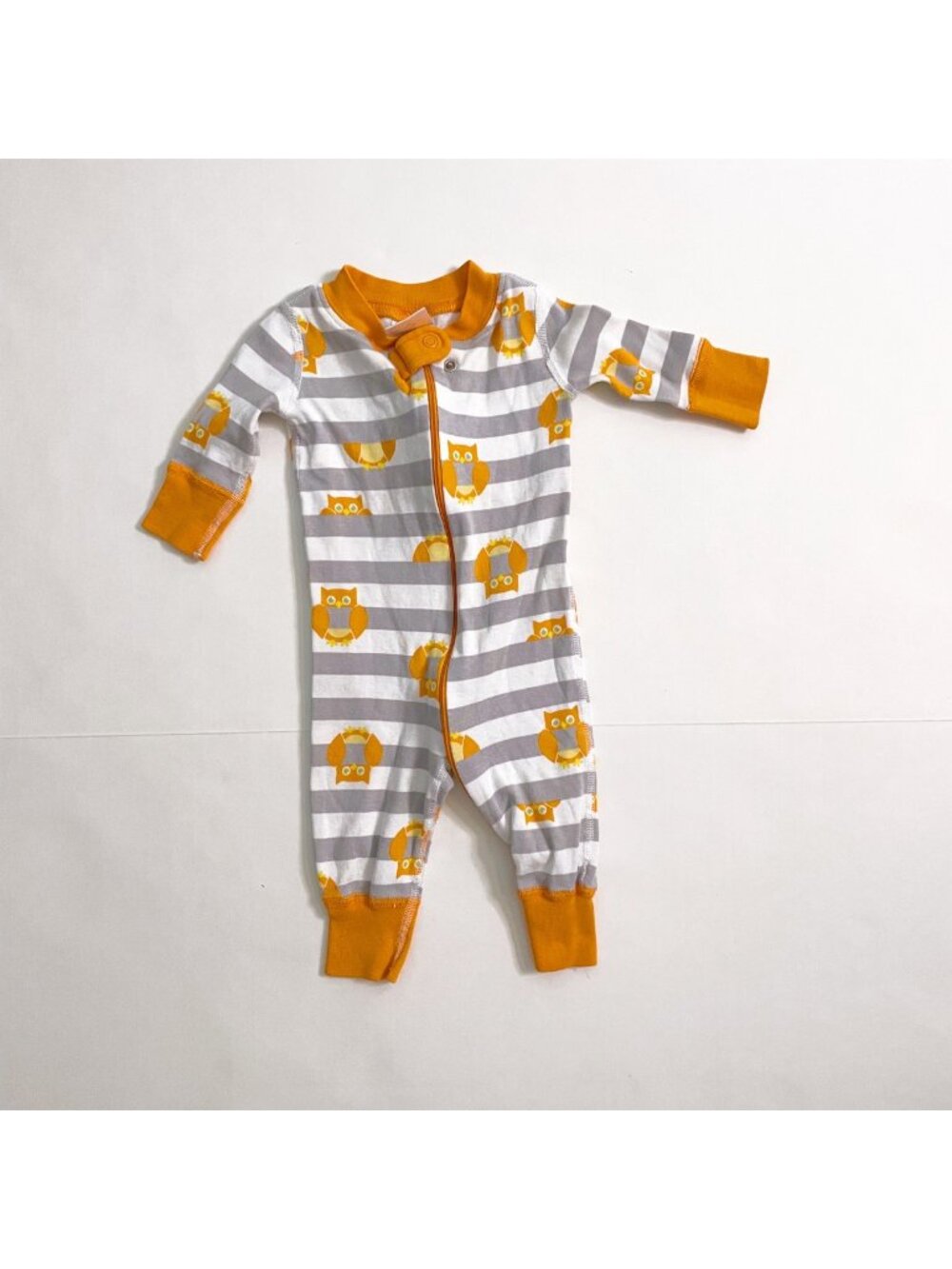 Hanna Andersson Orange Owl Sleeper Pajamas, Size 0-6 Months